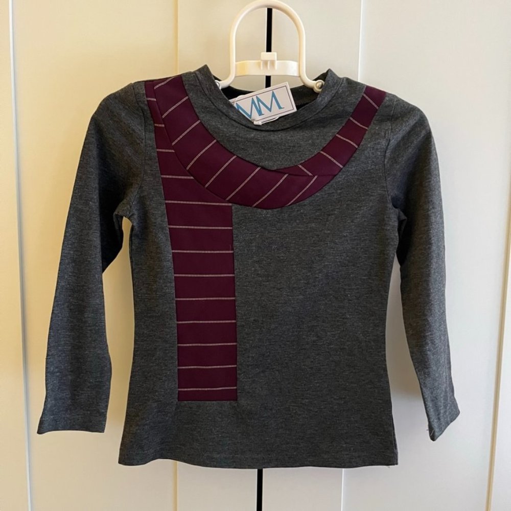 Miss Meme Grey T-Shirt with Scarf Detail Size 6 Girl's NWT